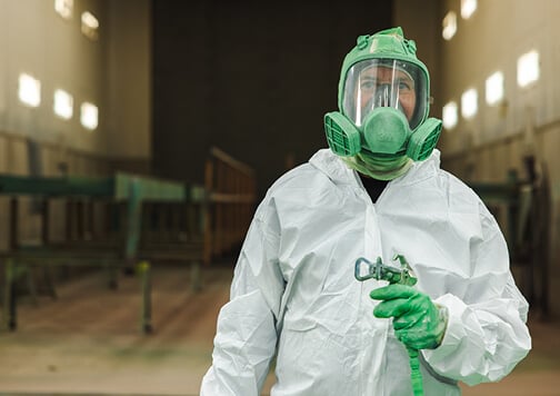 Two technicians posing with a Paint & Blast project